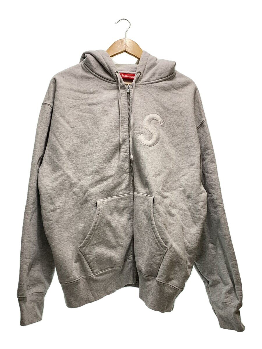 【中古】Supreme◆S LOGO ZIP UP HOODED SWEATSHIRT/ジップパーカー/L/コットン/GRY【メンズウェア】