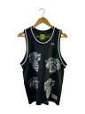 【中古】HUF◆タンクトップ/M/ポリエステル/ブラック/無地/KN00354【メンズウェア】