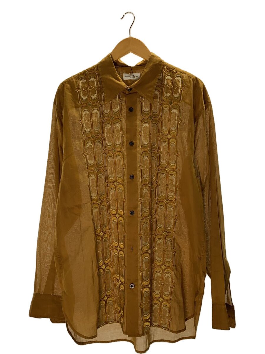 【中古】DRIES VAN NOTEN◆タグ付/24SS/CROOM ENB 8136 M.W.SHIRT/長袖シャツ/M/コットン/キャメル/総柄//【メンズウェア】
