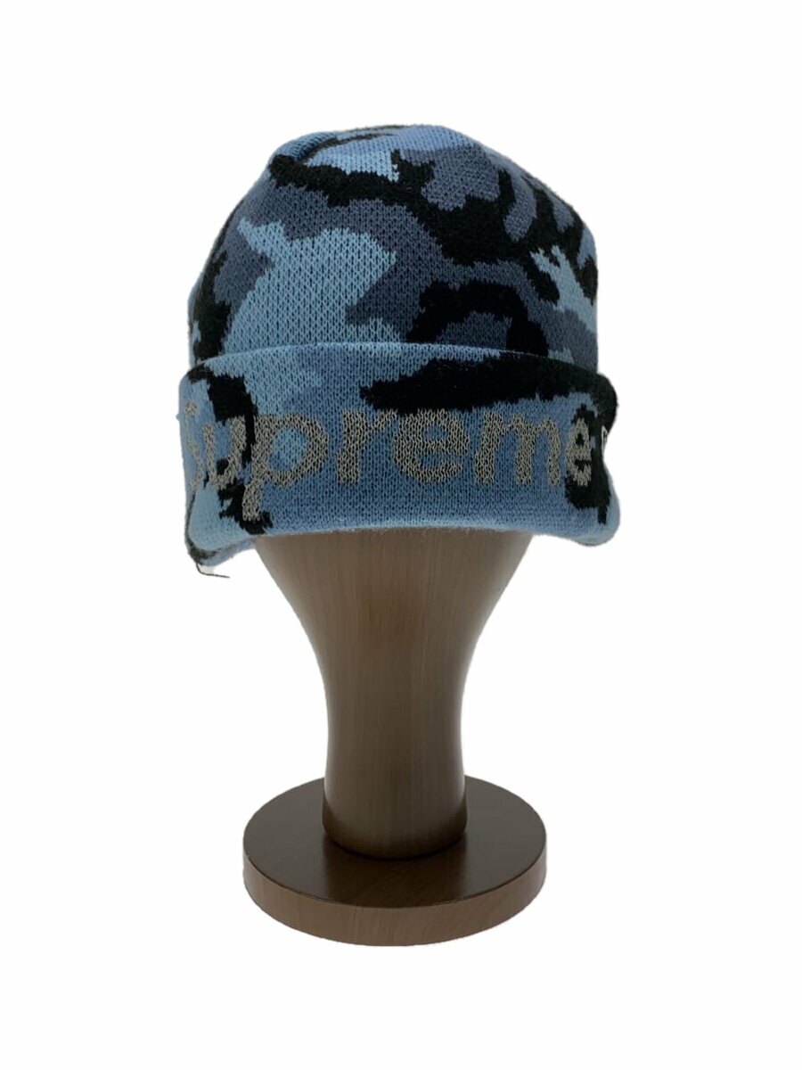 【中古】Supreme◆ニットキャップ/FREE/アンゴラ/BLU/総柄/メンズ【服飾雑貨他】