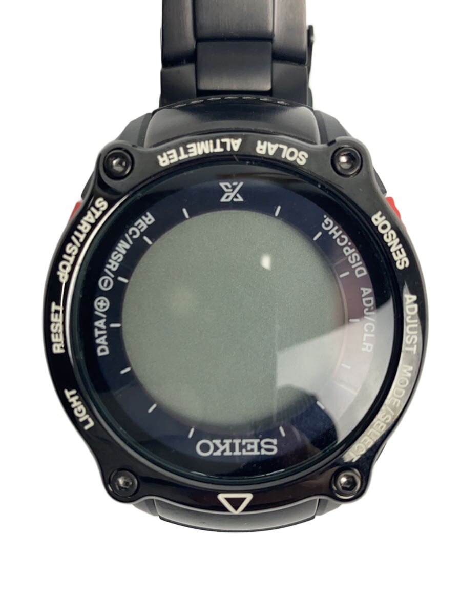 【中古】SEIKO◆PROSPEX/MIURA DOLPHINS/ソーラー腕時計/デジタル/ステンレス/ブラ/S822-00B0【服飾雑貨他】
