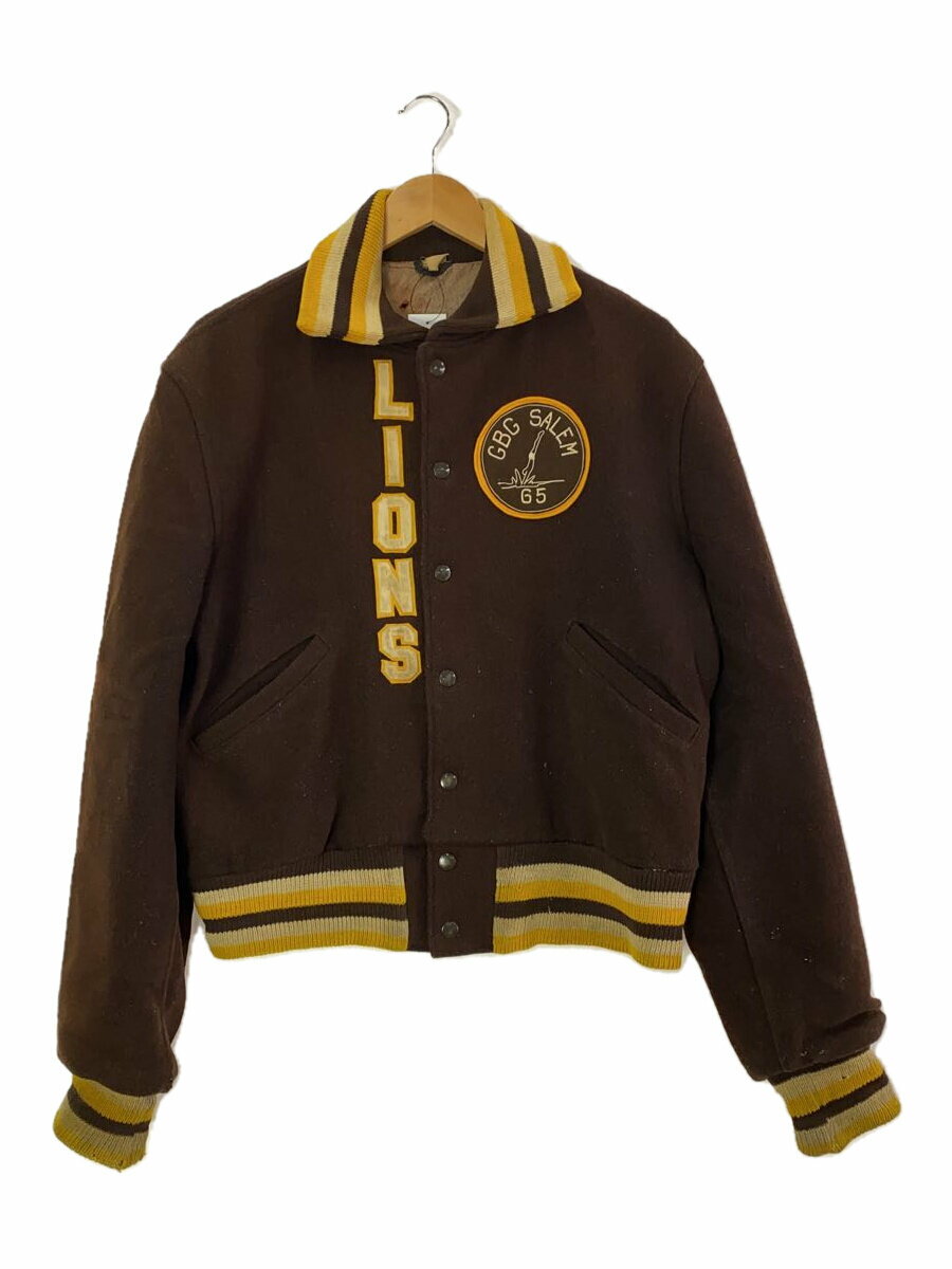 【中古】BUTWIN◆60s/LIONS/襟付き/裏地ダメージ有/スタジャン/40/ウール/BRW【メンズウェア】
