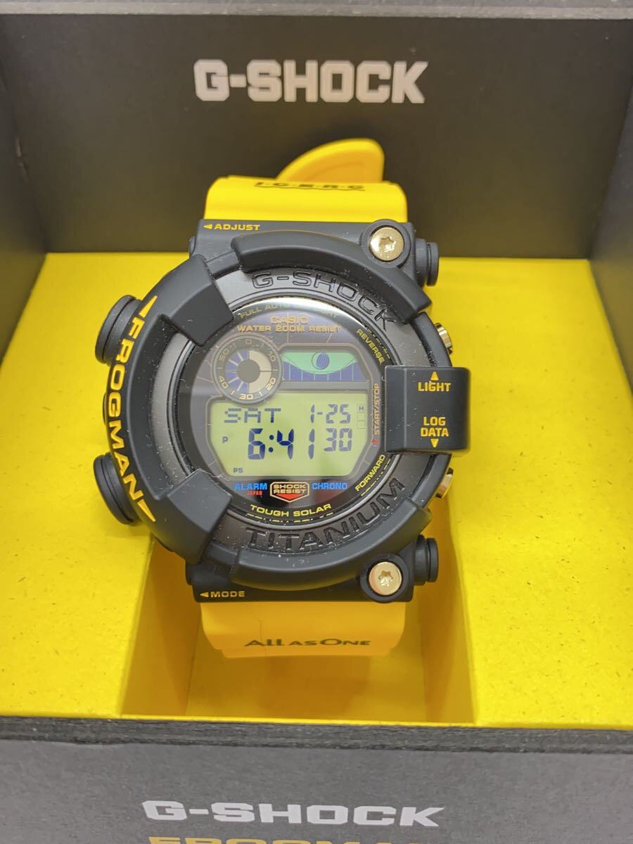 【中古】CASIO◆ソーラー腕時計_G-SHOCK/デジタル/ラバー/BLK/YLW【服飾雑貨他】