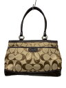 【中古】COACH◆トートバッグ_パーカー_シグネチャー_ダークブラウンレザー/--/CML【バッグ】