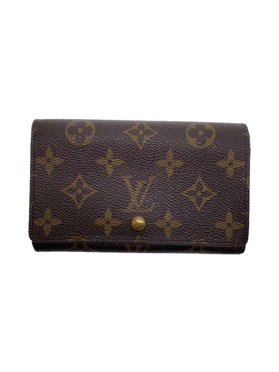 【中古】LOUIS VUITTON◆1)ポルト・モネ・ビエ・トレゾール_モノグラム・キャンバス_BRW/PVC/BRW/レディース【服飾雑貨他】