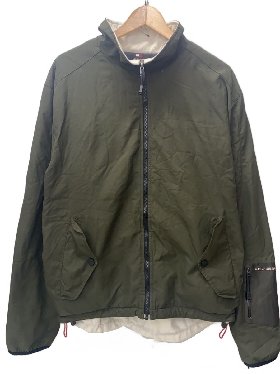 【中古】TOMMY HILFIGER◆リバーシブル/ナイロンジャケット/L/ナイロン/KHK/WHT/無地【メンズウェア】