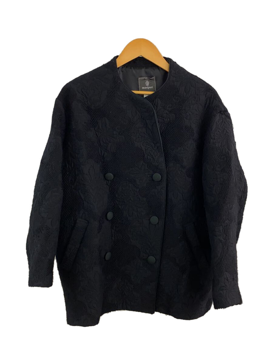 【中古】manipuri◆コート/FREE/ウール/BLK/総柄//【レディースウェア】