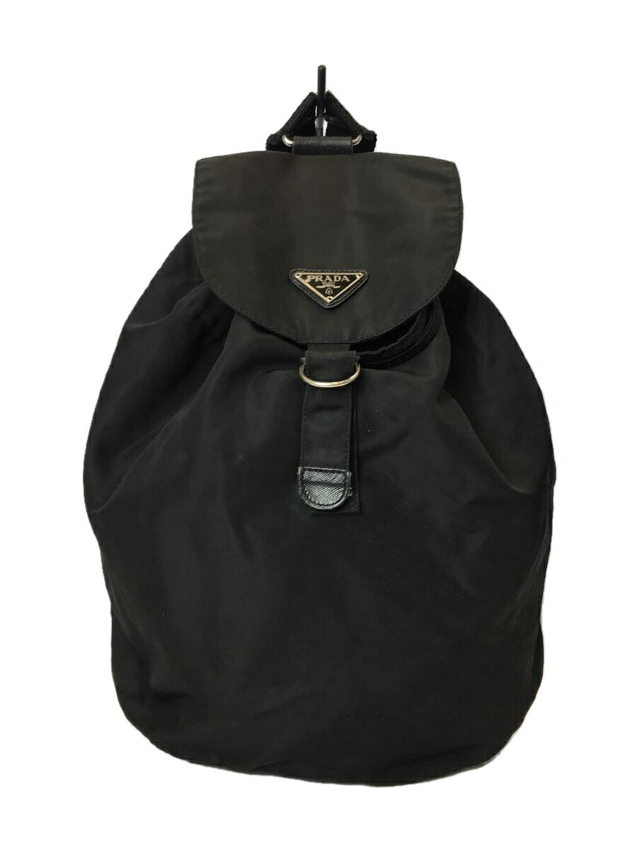 【中古】PRADA◆リュック/ナイロン/BLK【バッグ】