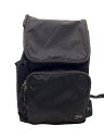 【中古】PORTER◆プラン/リュック/ナイロン/BLK/無地/擦れ有【バッグ】