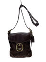 【中古】COACH◆フラップショルダー_シグネチャー_ブラウンレザー/--/総柄【バッグ】