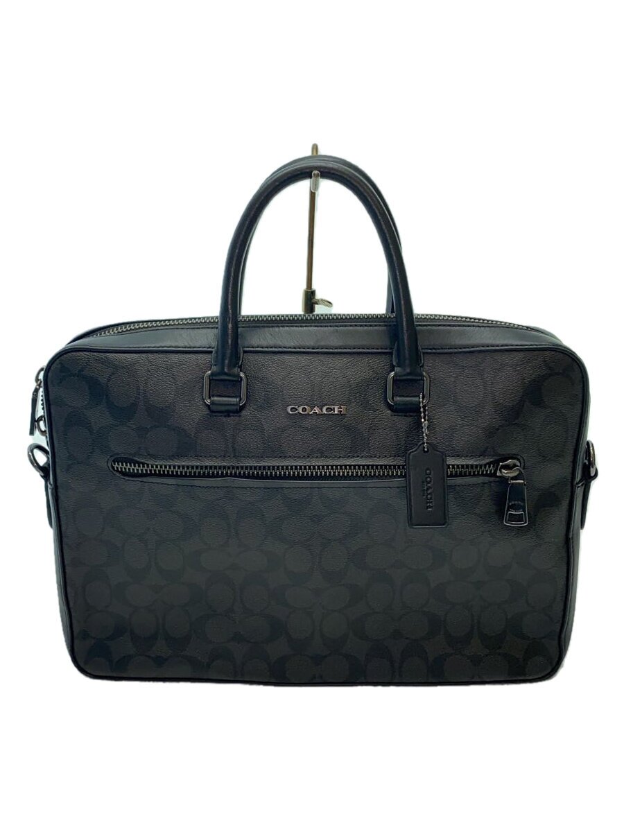 COACH - 【中古】COACH◆イーサン スリム ブリーフ シグネチャー キャンバス/ショルダーバッグ/BLK/総柄/CR270【バッグ】