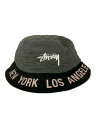 【中古】STUSSY◆バケットハット/S/コットン/GRY/メンズ【服飾雑貨他】