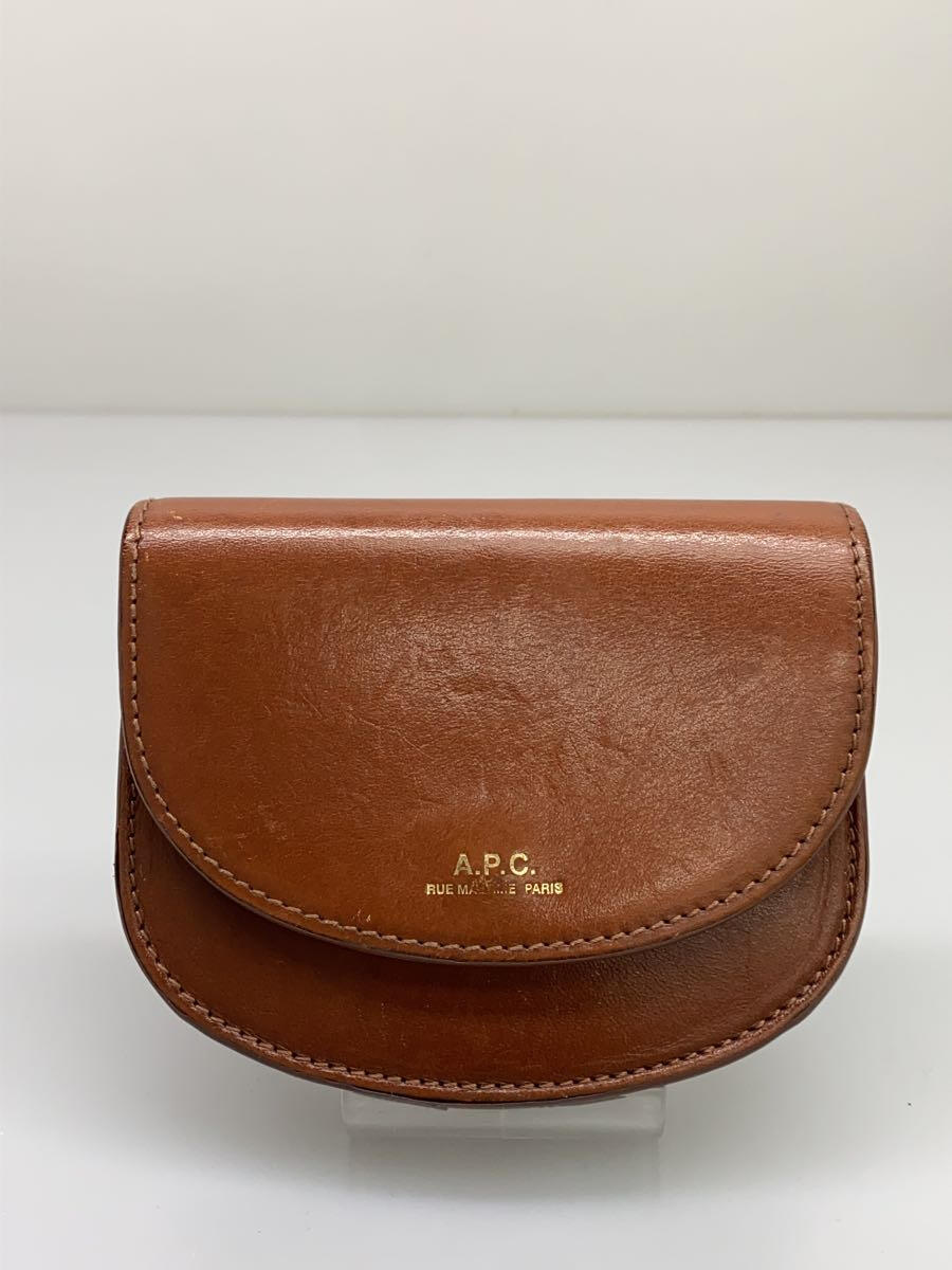 【中古】A.P.C.◆2つ折り財布/レザー/BRW/無地/レディース/PS0179【服飾雑貨他】