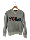 【中古】POLO RALPH LAUREN◆スウェット/L/コットン/GRY/無地/両Vガゼット/グレー/ワッペン/裏起毛【レディースウェア】