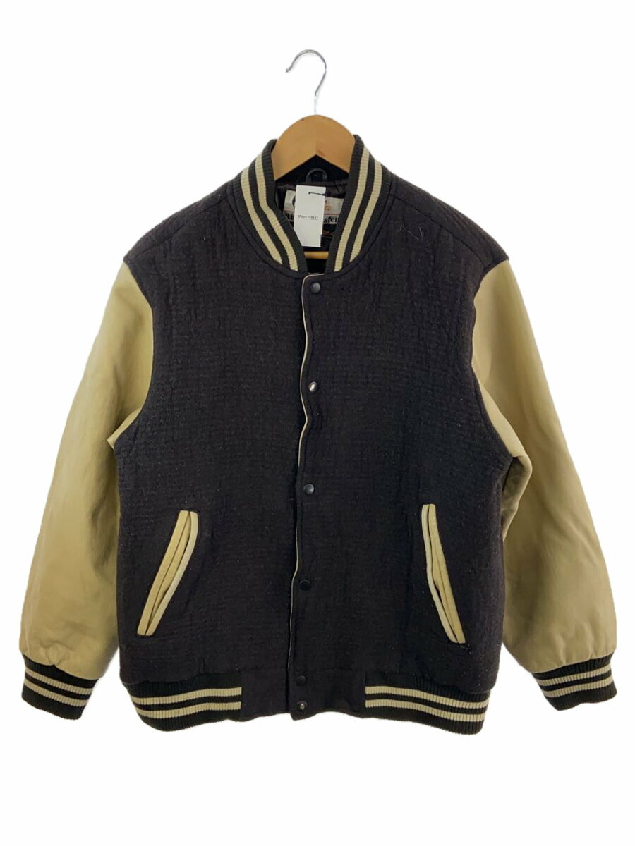 【中古】Y’2 LEATHER◆スタジャン/ジャケット/ブルゾン/内キルティング/M/ウール/レザー/BRW【メンズウェア】