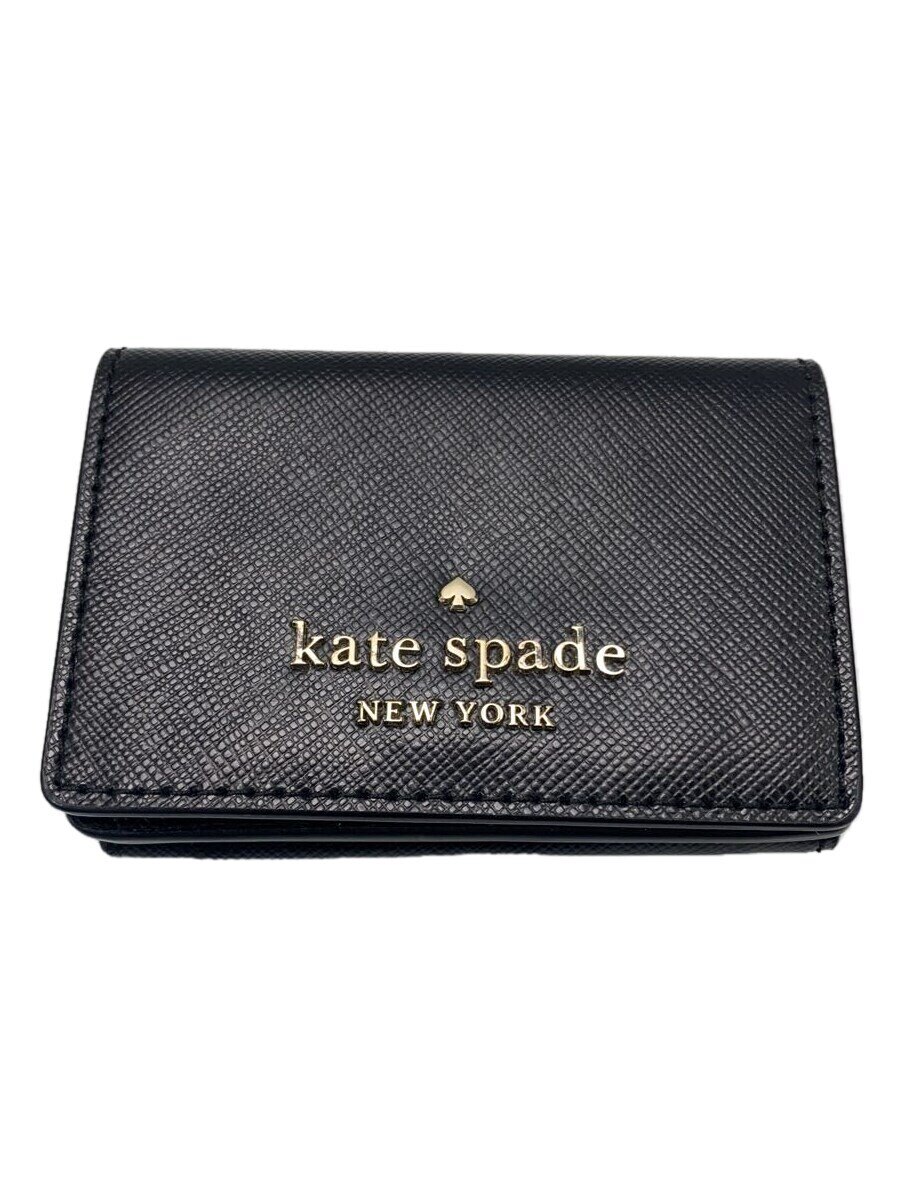 【中古】kate spade new york◆3つ折り財布/レザー/BLK/レディース【服飾雑貨他】