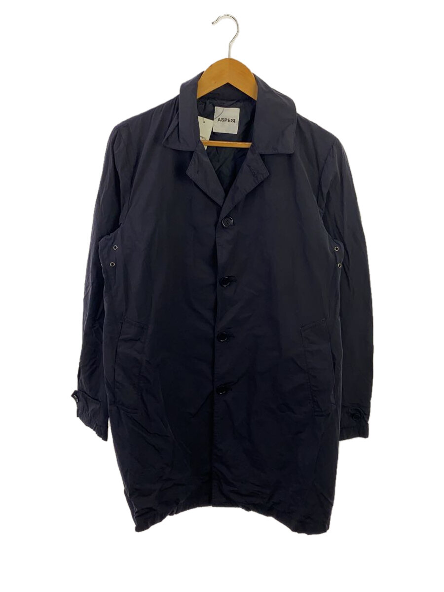 【中古】ASPESI◆ステンカラーコート/S/--/NVY/無地【メンズウェア】