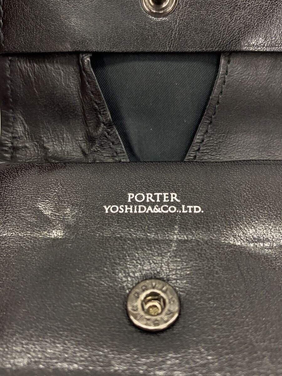 【中古】PORTER◆コインケース/レザー/BLK/無地/メンズ【服飾雑貨他】