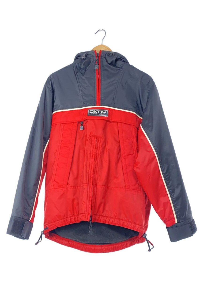 【中古】DKNY(DONNA KARAN NEW YORK)◆ジャケット/XS/ナイロン/RED/無地/90s/tech usa【メンズウェア】