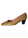 【中古】Salvatore Ferragamo◆パンプス/UK6.5/BEG/レザー/ヒール先端欠損/DL29454 28/リボン【シューズ】(4)