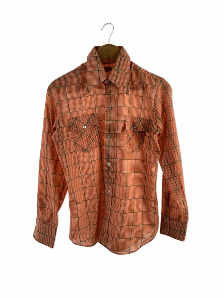 【中古】Levi’s◆70s/ウエスタンシャツ/コットン/ORN/チェック【メンズウェア】