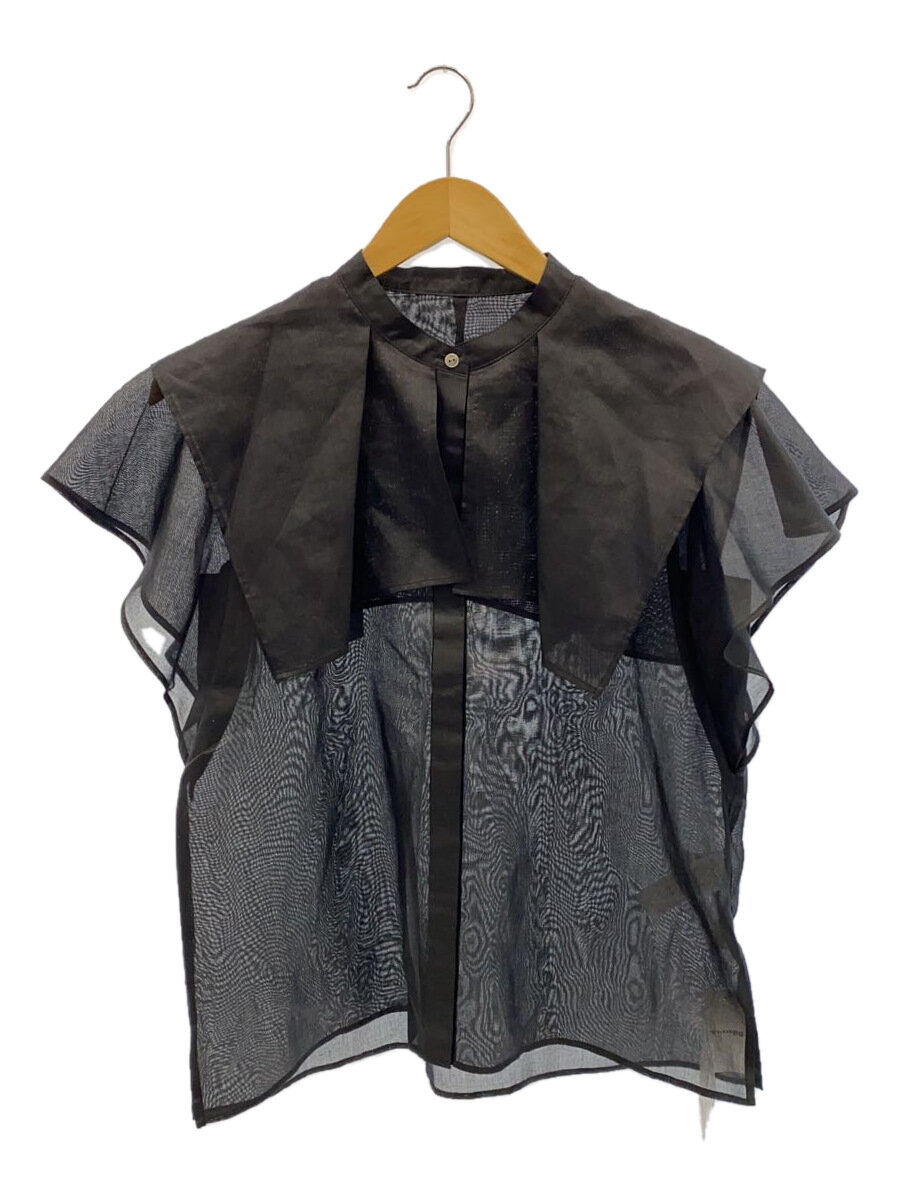 【中古】23区◆半袖ブラウス/32/ポリエステル/BLK/無地【レディースウェア】