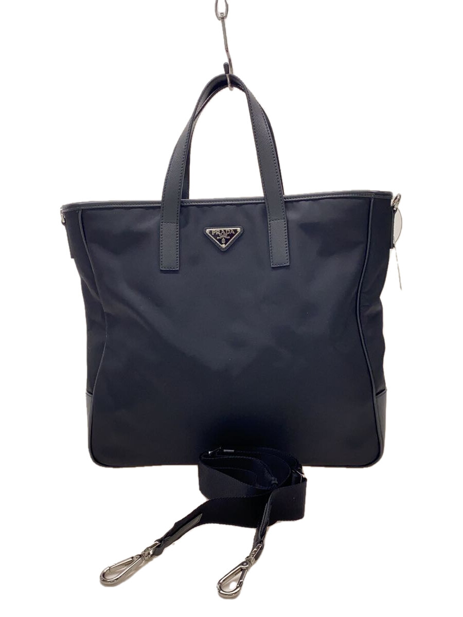 【中古】PRADA◆トートバッグ/ナイロン/BLK/無地/2vg064【バッグ】