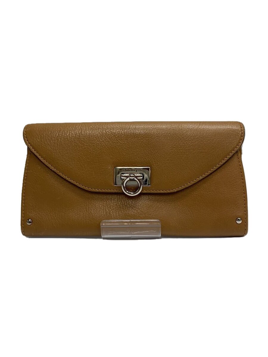 【中古】Salvatore Ferragamo◆長財布/レザー/BEG/レディース【服飾雑貨他】