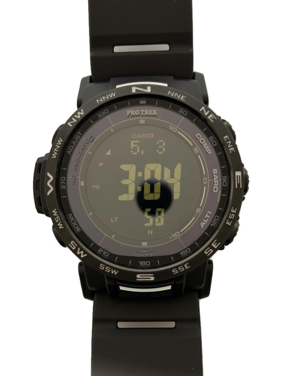 【中古】CASIO◆ソーラー腕時計_PRO TREK/デジタル/--/BLK/BLK【服飾雑貨他】