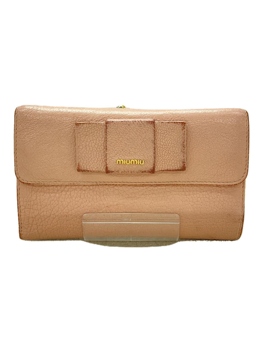 【中古】MIU MIU◆長財布/レザー/ピン