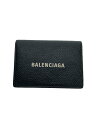 【中古】BALENCIAGA◆3つ折り財布/レザー/BLK/無地/メンズ/594312【服飾雑貨他】