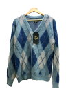 【中古】Needles◆22AW/Mohair Cardigan-Argyle/M/モヘア/BLU/LQ271【メンズウェア】