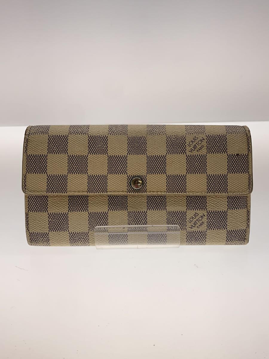 【中古】LOUIS VUITTON◆1)ポルト・フォイユ・サラ_ダミエ・アズール_WHT/PVC/WHT/メンズ【服飾雑貨他】