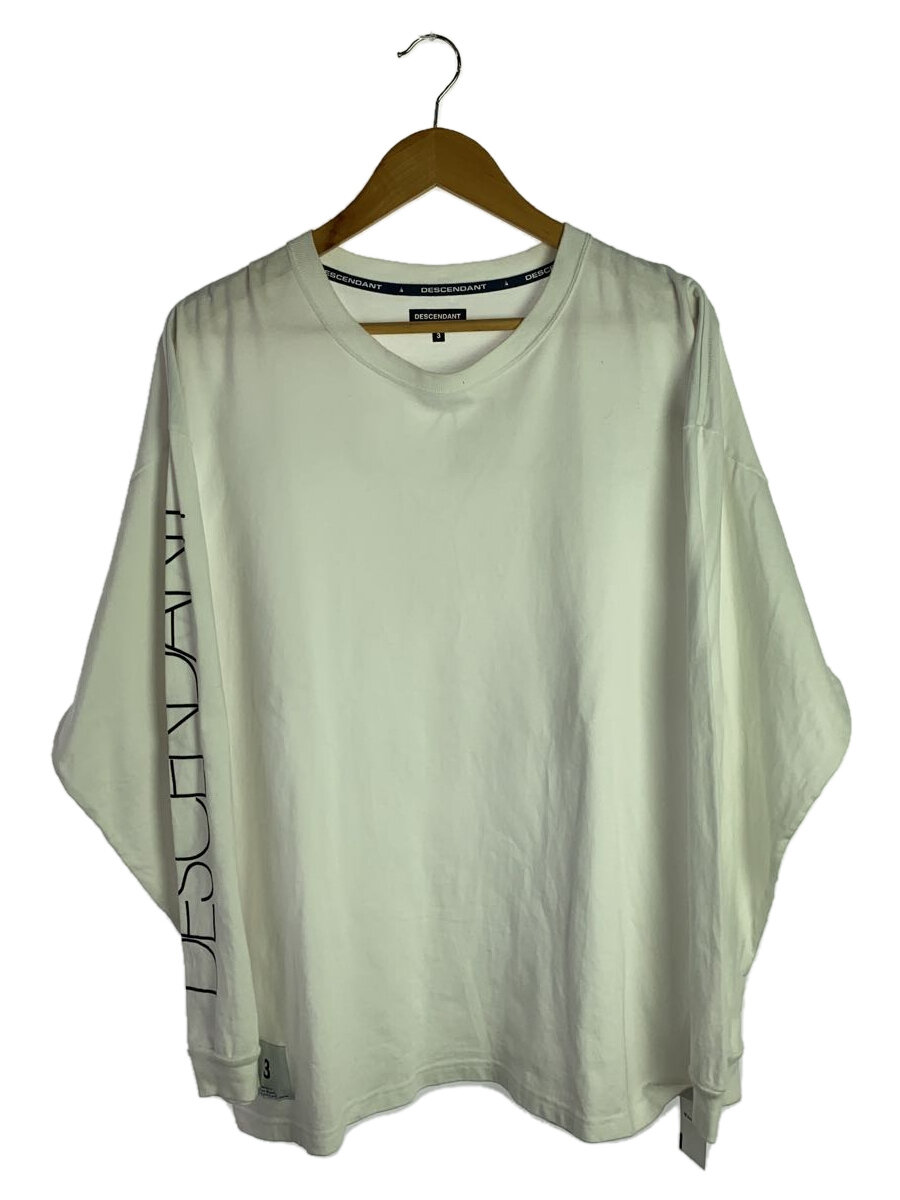 【中古】DESCENTE◆長袖Tシャツ/3/コットン/WHT【メンズウェア】