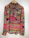 ★送料無料★COMME des GARCONS◆長袖ブラウス/XS/ポリエステル/マルチカラー/サイケ柄/13AW/丸襟ブラウス【中古】【レディスウェア】