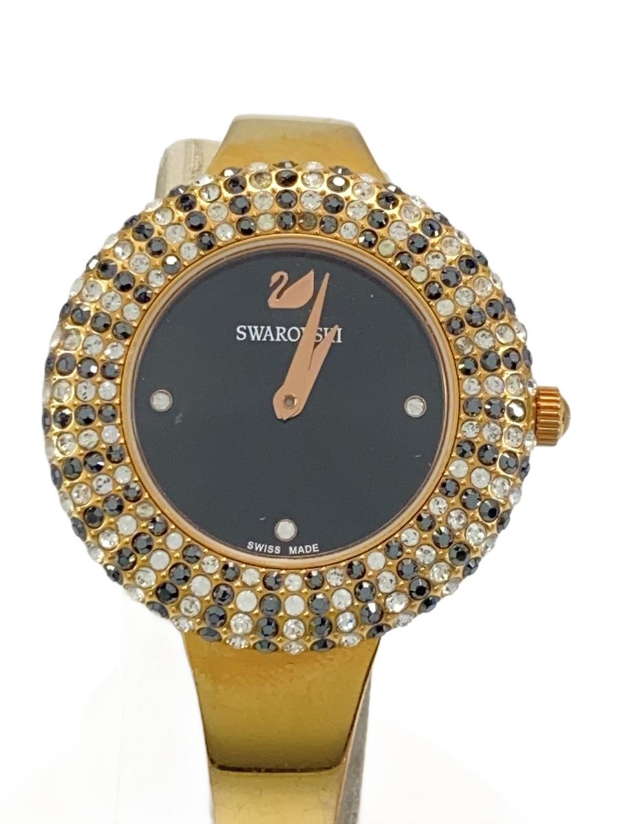 【中古】Swarovski◆腕時計/アナログ/ステンレス/BLK/GLD/SS【服飾雑貨他】