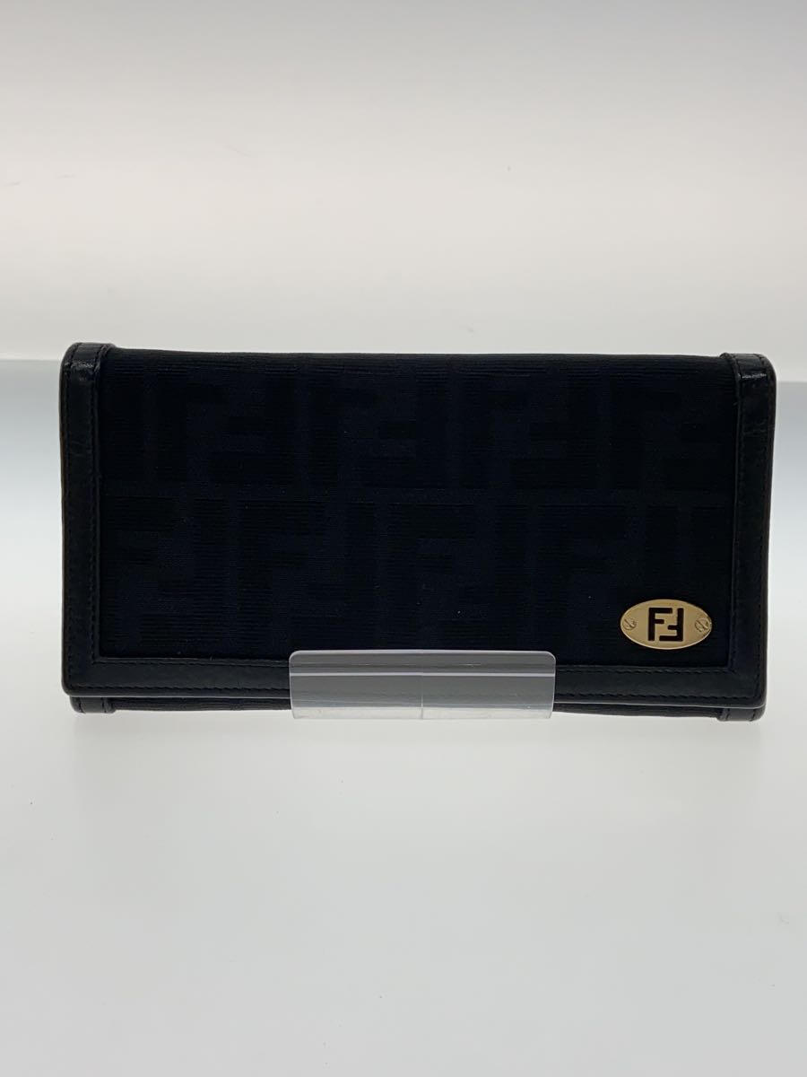 【中古】FENDI◆長財布/ブラック/総柄/メンズ/ズッカ柄【服飾雑貨他】