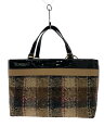 【中古】BURBERRY◆ハンドバッグ/エナメル/BEG/チェック【バッグ】