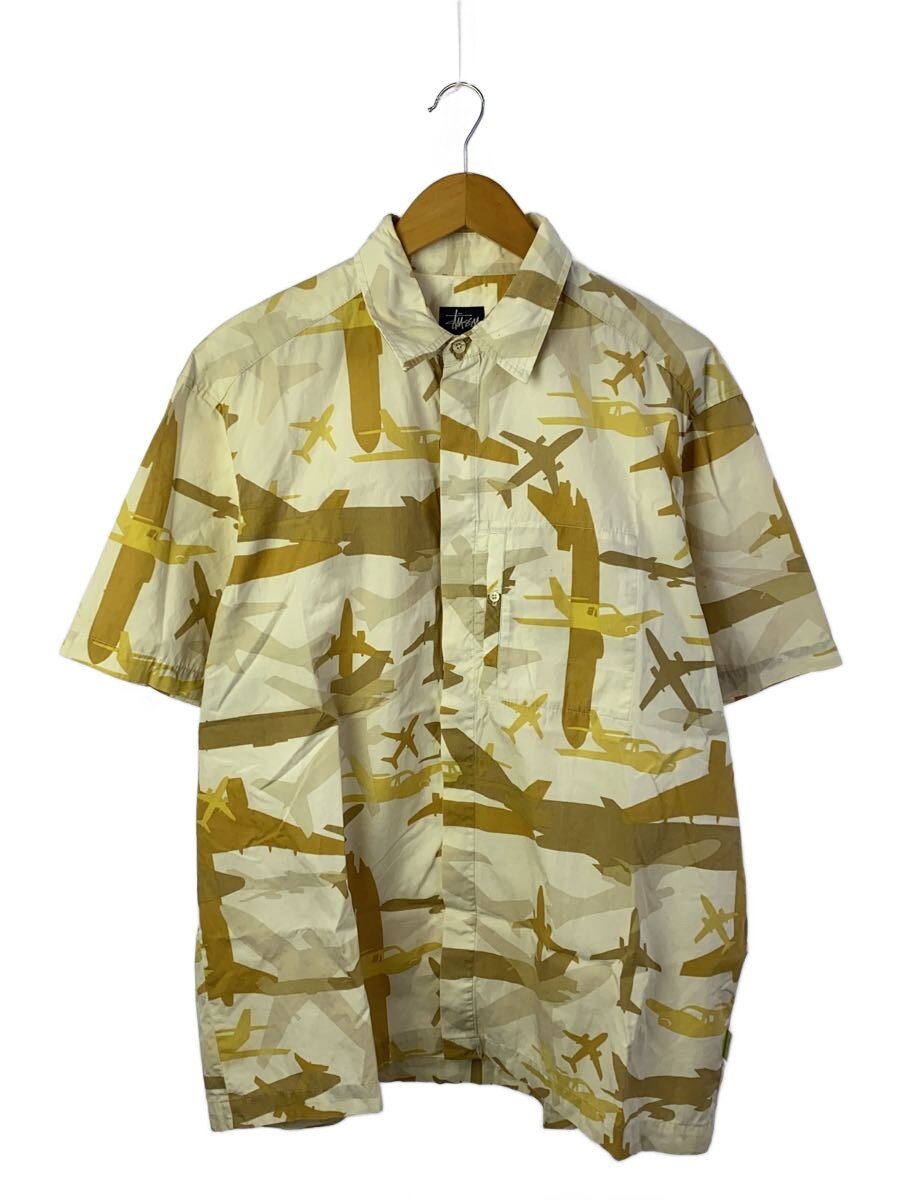 【中古】STUSSY◆OLD/半袖シャツ/L/コットン/CRM/総柄//【メンズウェア】
