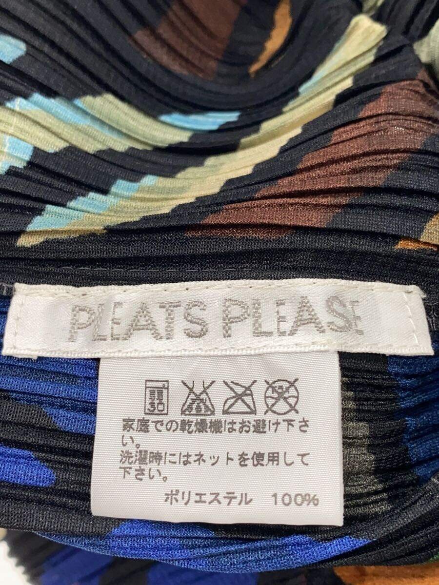 【中古】PLEATS PLEASE ISSEY MIYAKE◆ノースリーブワンピース/4/ポリエステル/マルチカラー/総柄/フリンジ/PP23-JT658【レディースウェア】