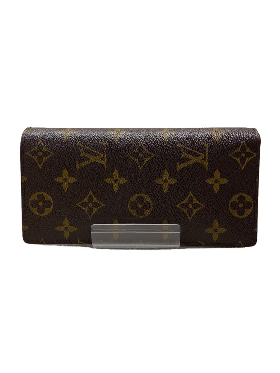 【中古】LOUIS VUITTON◆ポルト・フォイユ・ブラザ_モノグラム・キャンバス_BRW/PVC/ブラウン/メンズ/M66540【服飾雑貨他】