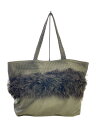 【中古】CLARAMONTE◆トートバッグ/レザー/GRY/ファー/メッシュ【バッグ】