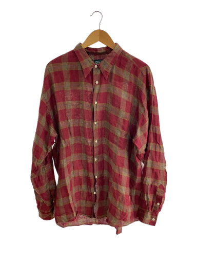 【中古】GITMAN BROTHERS◆長袖シャツ/XL/リネン/RED/チェック//【メンズウェア】 【中古】GITMAN BROTHERS◆長袖シャツ/XL/リネン/RED/チェック//【メンズウェア】