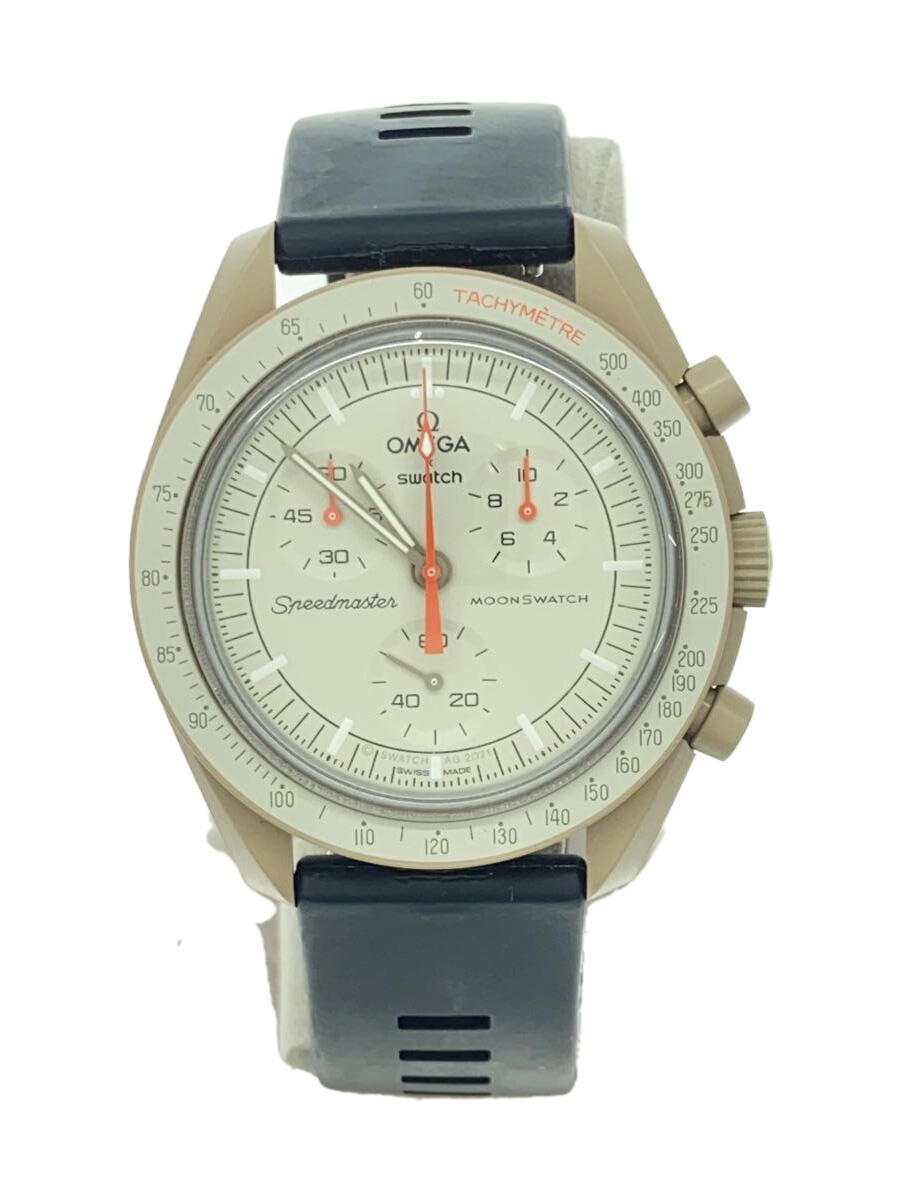 【中古】OMEGA◆MISSION TO JUPITER/腕時計/アナログ/--/BEG/BLK/S033C100/社外ベルト【服飾雑貨他】