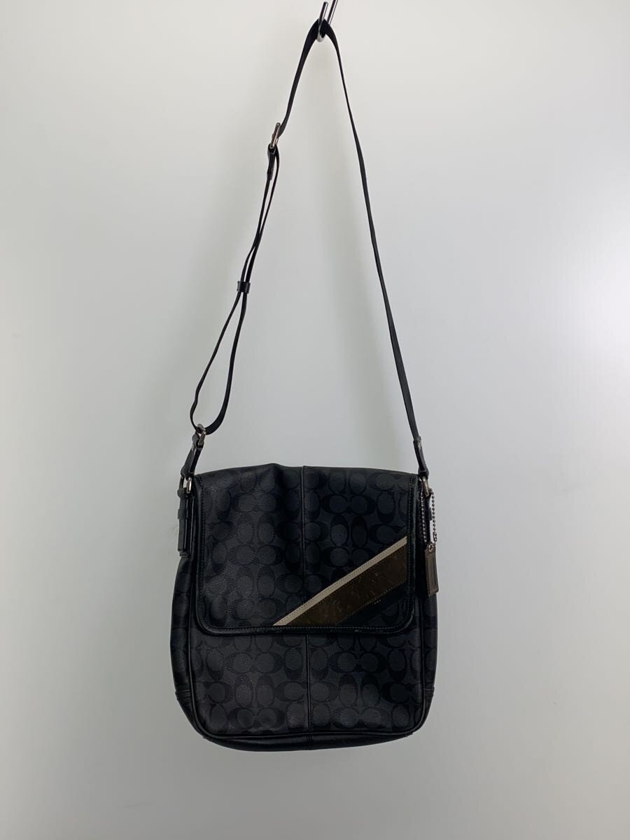 【中古】COACH◆ショルダーバッグ/レザー/GRY/総柄【バッグ】