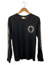 【中古】CHROME HEARTS◆FLRL CRS Horseshoe Thermal L/S TEE/Tシャツ/L/コットン/ブラック【メンズウェア】