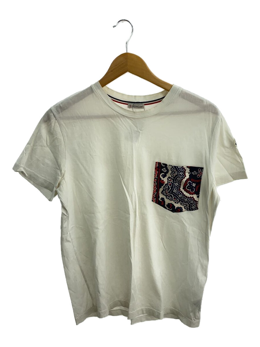 【中古】MONCLER◆Tシャツ/M/コットン/WHT/無地/f10918c72500【メンズウェア】