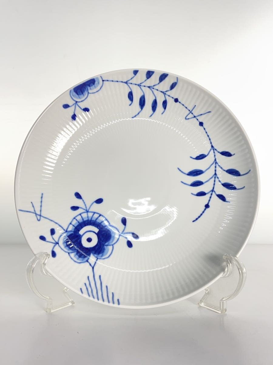 【中古】ROYAL COPENHAGEN◆ブルーフルーテッドメガディーププレート/プレート/WHT//【キッチン用品】