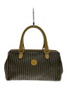【中古】FENDI◆ハンドバッグ/--/BRW/ストライプ【バッグ】