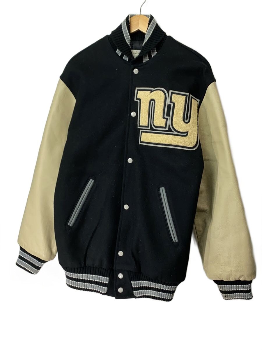 【中古】90s/NFL/スタジャン/M/BLK/レザー切り替え【メンズウェア】